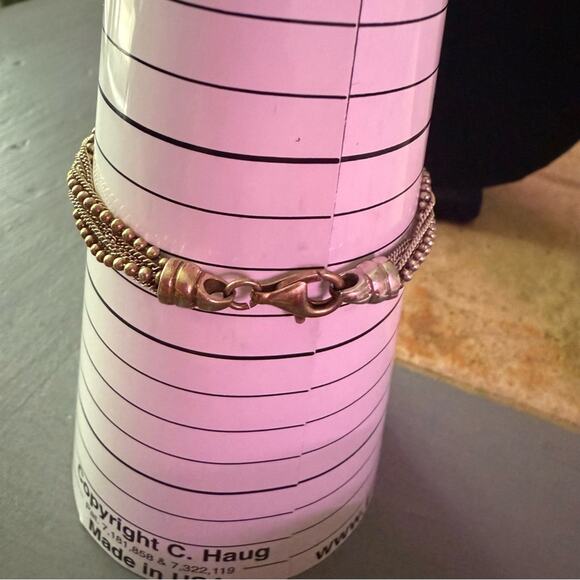 925 Sterling Silver Two Tone Multi Strand Bracelet - Picture 8 of 8